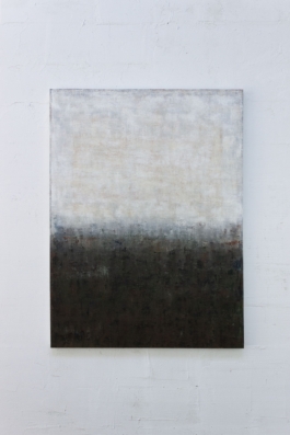 Contemporary abstract painting titled “1097” by Maria Paola Coda, featuring a contrast between dark and light tones evoking depth and atmosphere. 