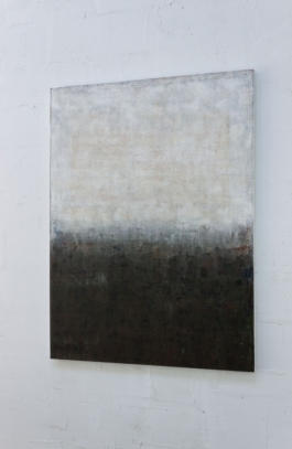 Contemporary abstract painting titled “1097” by Maria Paola Coda, featuring a contrast between dark and light tones evoking depth and atmosphere. 
