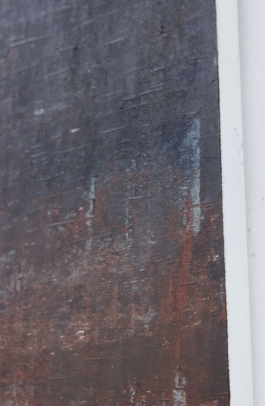 Pintura abstracta contemporánea “2087” de Maria Paola Coda, composición en tonos oscuros y tierra con profundidad atmosférica. 
