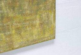 Abstract painting in green, blue, and golden tones by artist Maria Paola Coda, titled 4787.