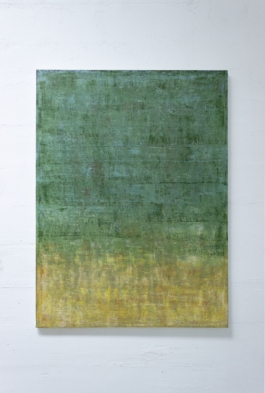 Pintura abstracta en tonos verdes, azules y dorados de la artista Maria Paola Coda, titulada 4787.