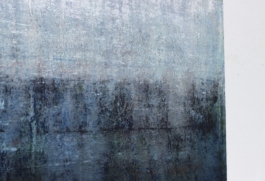 Abstract painting in blue, grey, and black tones by artist Maria Paola Coda, titled 863.