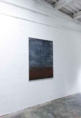 Abstract painting in blue, grey, and dark brown tones by artist Maria Paola Coda, titled 641.