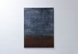 Abstract painting in blue, grey, and dark brown tones by artist Maria Paola Coda, titled 641.